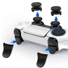 8Pcs Gamepad Button Protection Set Joystick Cover + L R Extension Key + Cross Button for PS5 Game Controller