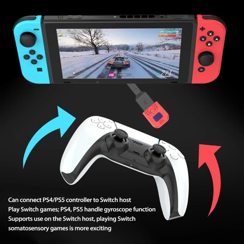 USB Wireless Controller Adapter Gamepad Receiver Support Joystick Converter Compatible with for Switch/PS5/PS4/xBox