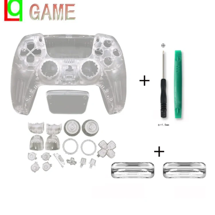 Transparent Shell Buttons Thumbstick Replacement for PS5 Controller DIY Shell Buttons Thumb Grips Protective Joystick Cap
