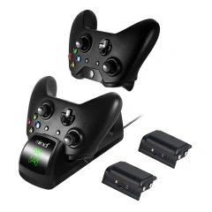Dual Charging Dock Charger Station w/2 x1200mAh Rechargeable Battery for Xbox One/X Controller
