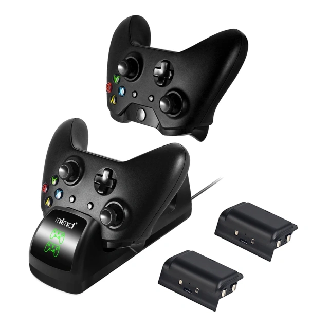 Dual Charging Dock Charger Station w/2 x1200mAh Rechargeable Battery for Xbox One/X Controller