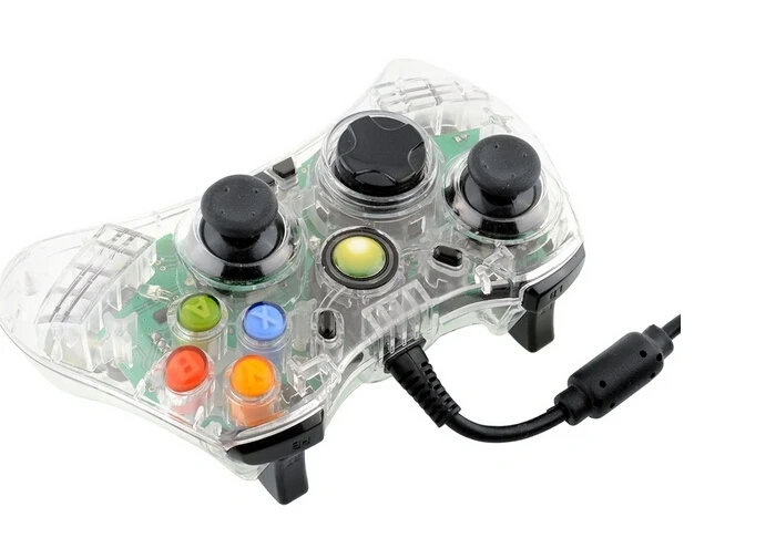 USB Wired Green LED Transparent Controller For XBOX 360