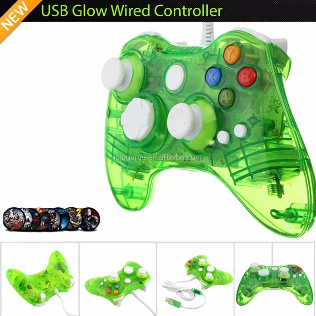 4 Colors Afterglow USB Wired Controller for xbox 360/Xbox360 LED Light Controller Gamepad Glow in Dark