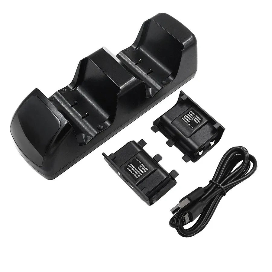 Dual Charging Dock Charger Station w/2 x1200mAh Rechargeable Battery for Xbox One/X Controller