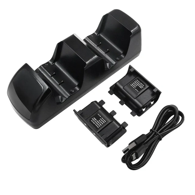Dual Charging Dock Charger Station w/2 x1200mAh Rechargeable Battery for Xbox One/X Controller