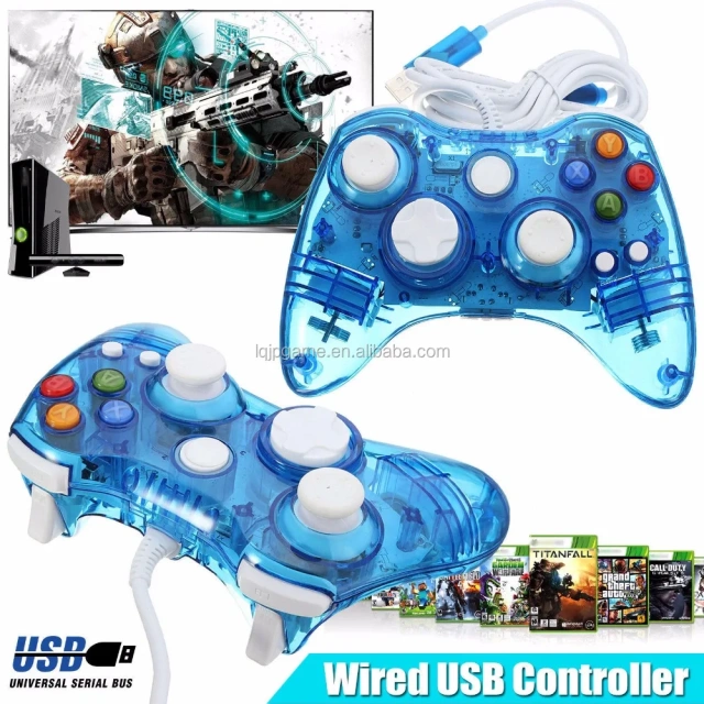 4 Colors Afterglow USB Wired Controller for xbox 360/Xbox360 LED Light Controller Gamepad Glow in Dark