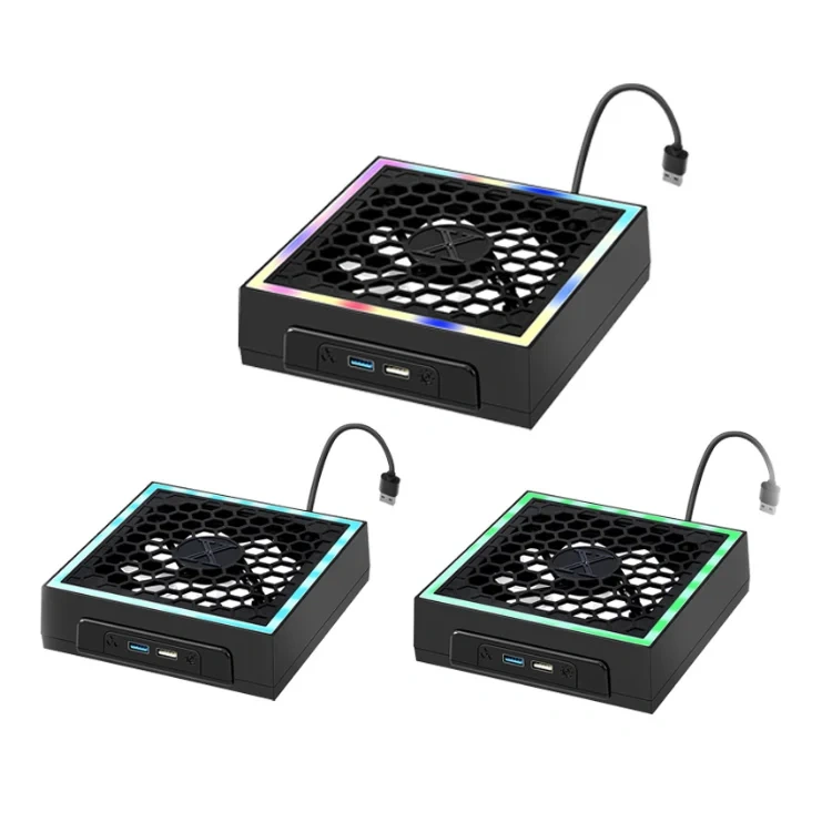 Top-mounted For Xbox Series X Cooling Fan Cooler With LED Strip Lights With 2 USB Ports Game Console Cooling Fan