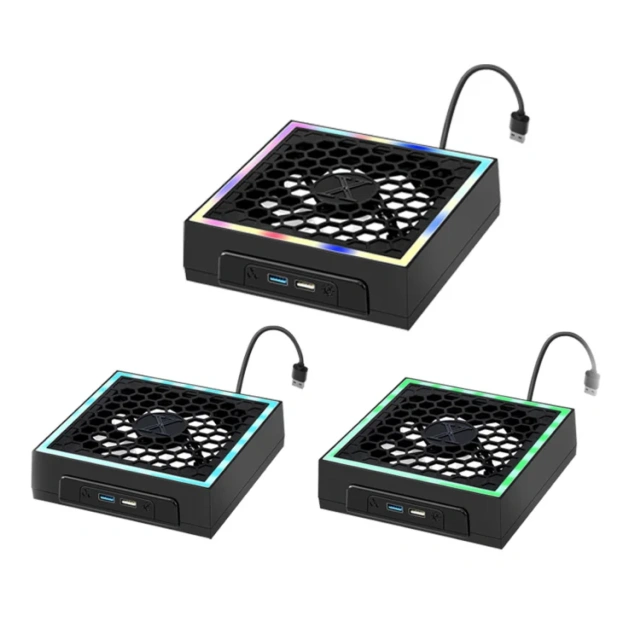 Top-mounted For Xbox Series X Cooling Fan Cooler With LED Strip Lights With 2 USB Ports Game Console Cooling Fan