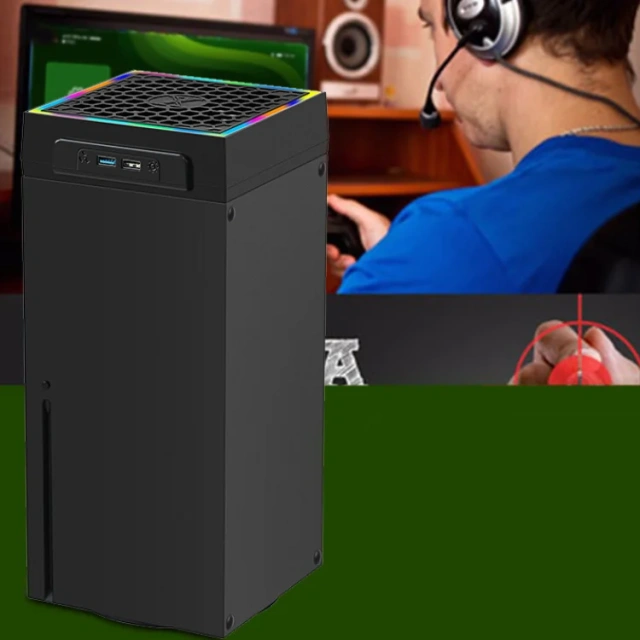 Top-mounted For Xbox Series X Cooling Fan Cooler With LED Strip Lights With 2 USB Ports Game Console Cooling Fan