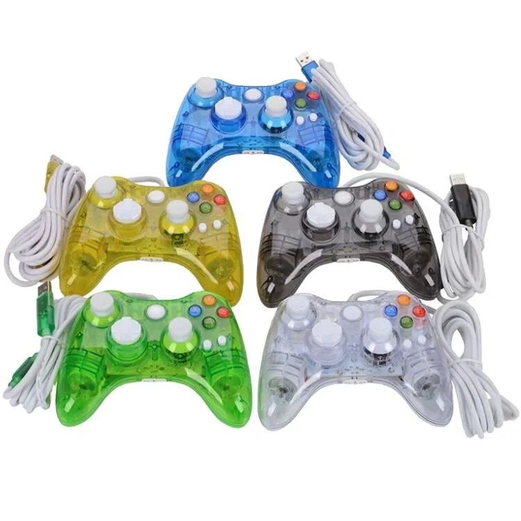 Game Led Clear Wired Controller For Xbox 360 Games USB Wired Controller