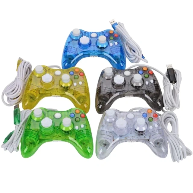 Game Led Clear Wired Controller For Xbox 360 Games USB Wired Controller