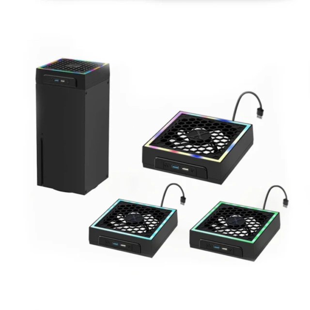 Top-mounted For Xbox Series X Cooling Fan Cooler With LED Strip Lights With 2 USB Ports Game Console Cooling Fan