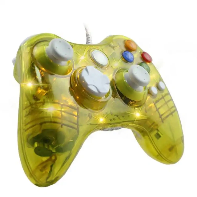 USB Transparent Wired Controller Gamepad For Xbox 360 Windows PC Clear Glowing Games Handle Controller