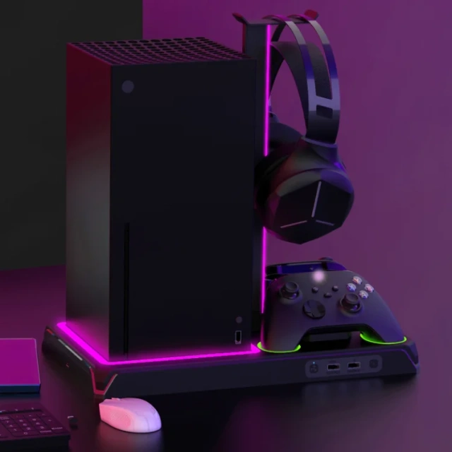 For XBOX Series X/S Controller Console Charger Bracket RGB Light Charging Cooling Fan Base Stand Multifunction Vertical Stand