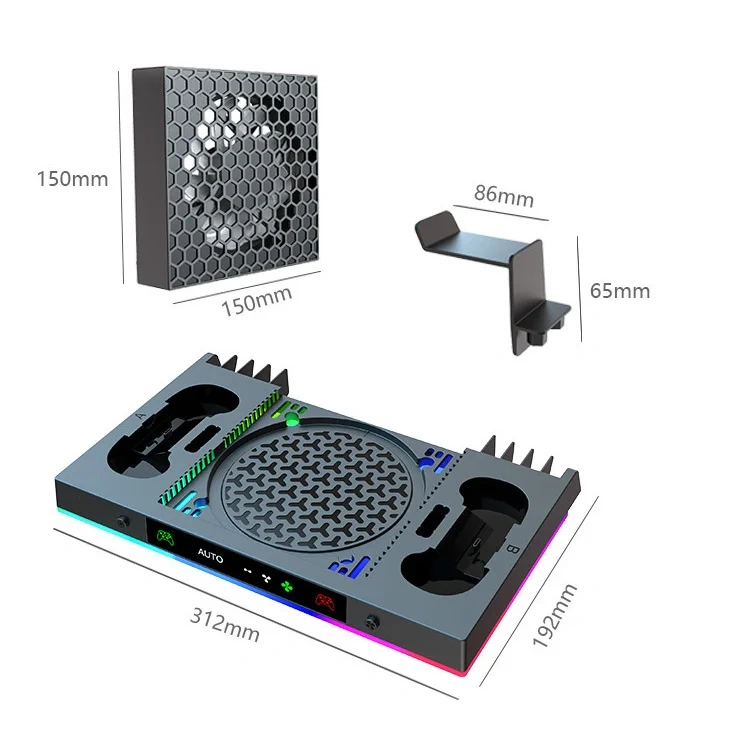 Top Cooler Temperature-Controlled RGB Storage Holder Stand for Xbox Series X Console Cooling Fan