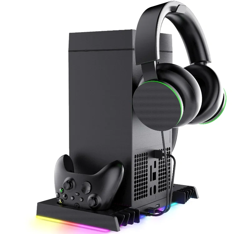 Top Cooler Temperature-Controlled RGB Storage Holder Stand for Xbox Series X Console Cooling Fan