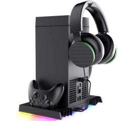 Top Cooler Temperature-Controlled RGB Storage Holder Stand for Xbox Series X Console Cooling Fan