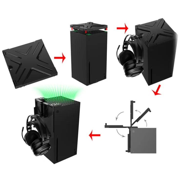 Top Protective Dust Cover Case For Xbox Series X Console Accessories Dustproof Cover with Headset Headphone Holder Storage Hook