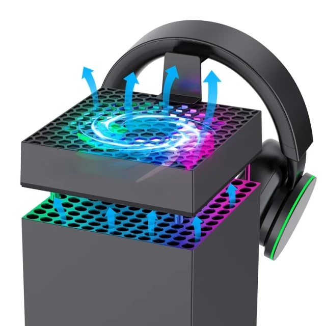 Top Cooler Temperature-Controlled RGB Storage Holder Stand for Xbox Series X Console Cooling Fan