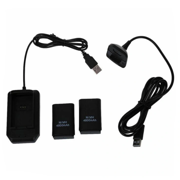 4800mAh Rechargeable Battery Pack and rechargeable Cable Kit For Xbox 360 Controller USB Charging Kit Battery Pack