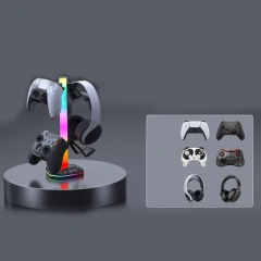 Multi-functional RGB Light Headphone Stand Controller Holder & Headset Holder for Xbox One/PS5 Controller Headset Display Stand