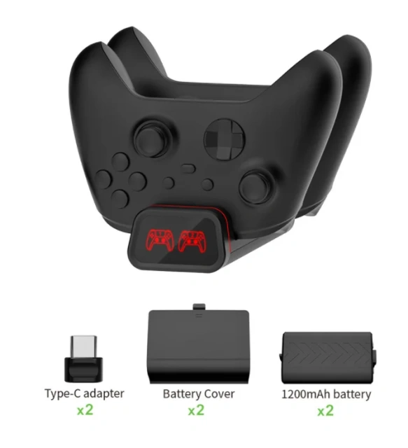 Controller Charger with LED Indicator Charging Dock Station For Xbox Series X S Charging Stand + 2 Rechargeable Batteries