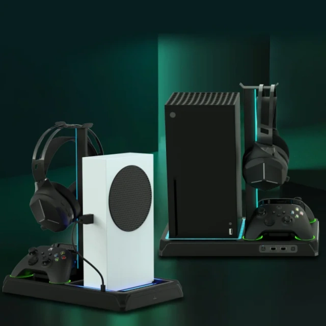Game Console Vertical Stand Cooling Fan Charger Bracket For Xbox Series X/S LED Console Stand Controller Dual Charger Dock