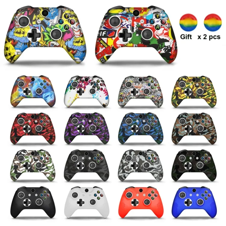 Controller Silicone Protective Case and Thumb Grips For Xbox One S Soft Shell Skin Case Thumbstick Joystick Cover