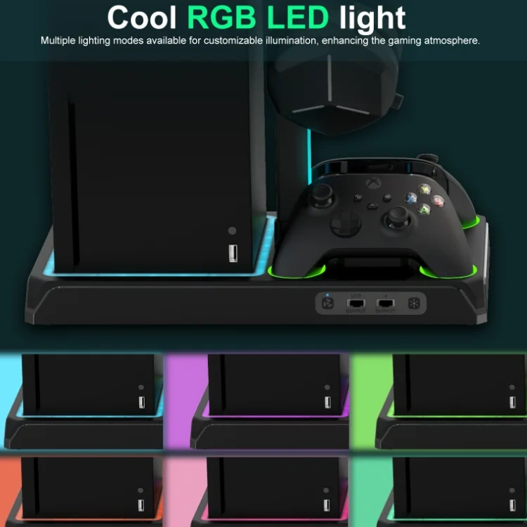 Game Console Vertical Stand Cooling Fan Charger Bracket For Xbox Series X/S LED Console Stand Controller Dual Charger Dock