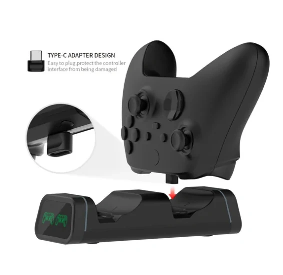 Controller Charger with LED Indicator Charging Dock Station For Xbox Series X S Charging Stand + 2 Rechargeable Batteries