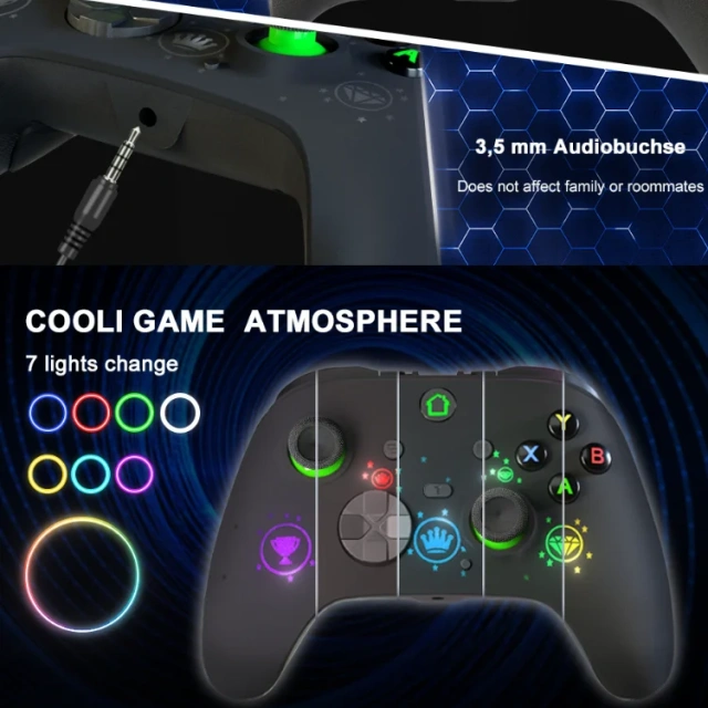 New design wired game controller with RGB light 3.5mm headphone jack for Xbox one Joystick Controller
