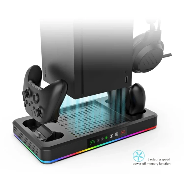 Multi-function Charging Stand Cooling Fan for Xbox Series S/X Console Charging Station Dual Wireless Controller Charger Dock