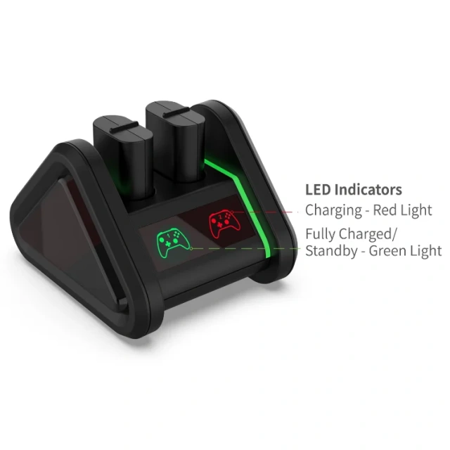 Dual Batteries Charging Kit with 2 x 1200mAh Battery for Xbox One/Series X S Controller Battery Pack Charger Charging Stand