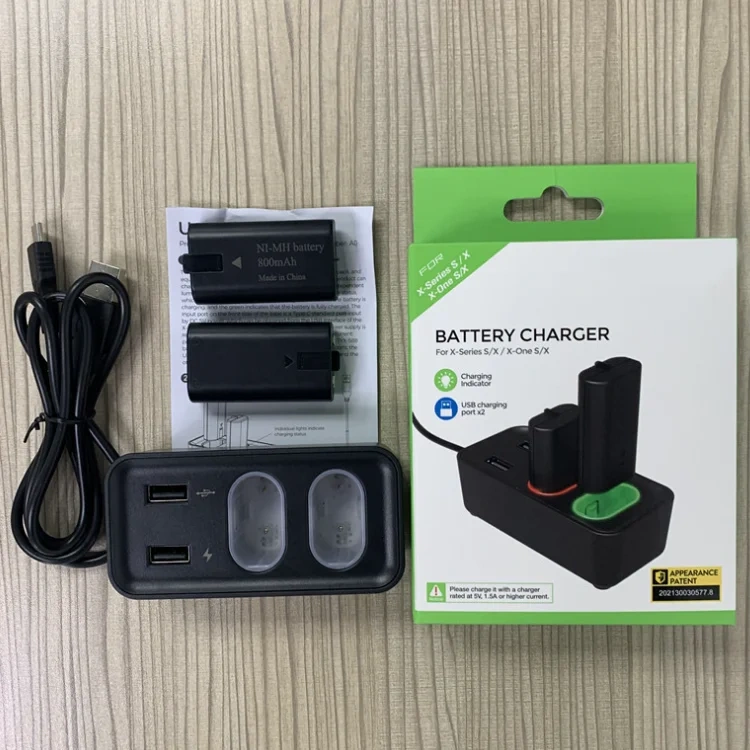 Dual Batteries Charging Kit for Xbox Series X S Controller 2pcs Rechargeable Battery Charger Charging Dock