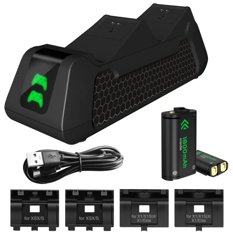 Dual Charging Station Controller Charger for Xbox One/Series X/S Controller Charging Dock with Rechargeable Battery Pack