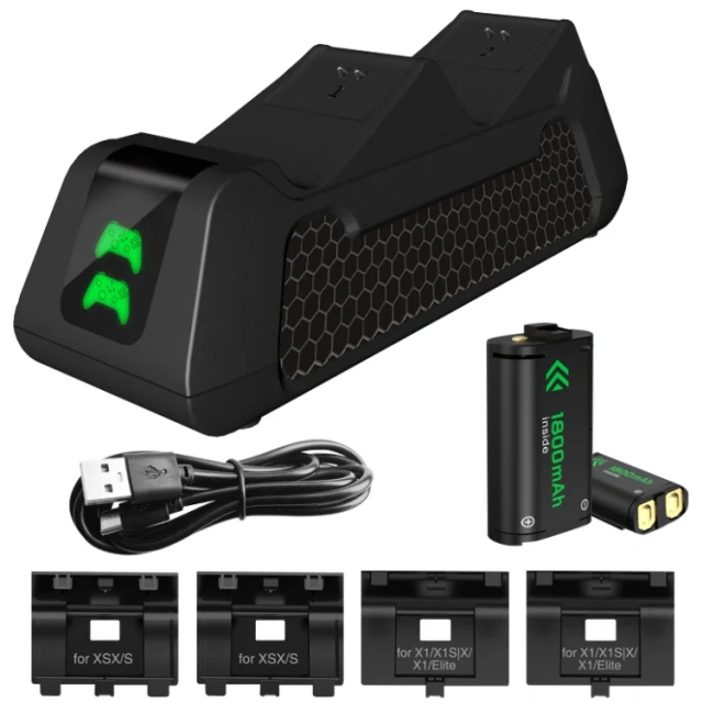 Dual Charging Station Controller Charger for Xbox One/Series X/S Controller Charging Dock with Rechargeable Battery Pack
