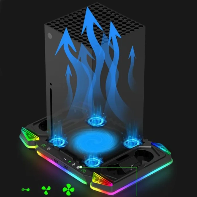 RGB Cooling Fan Charging Stand for Xbox Series X Accessories Storage Stand Controller Charger Charging Station