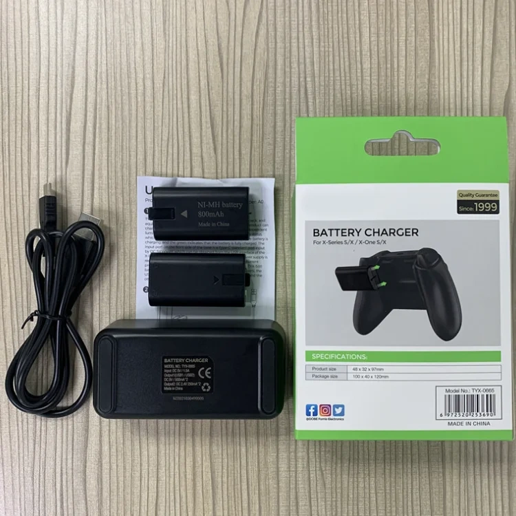 Dual Batteries Charging Kit for Xbox Series X S Controller 2pcs Rechargeable Battery Charger Charging Dock