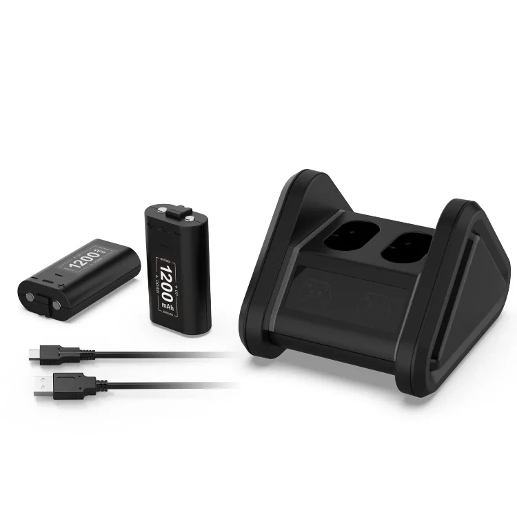 Dual Batteries Charging Kit with 2 x 1200mAh Battery for Xbox One/Series X S Controller Battery Pack Charger Charging Stand