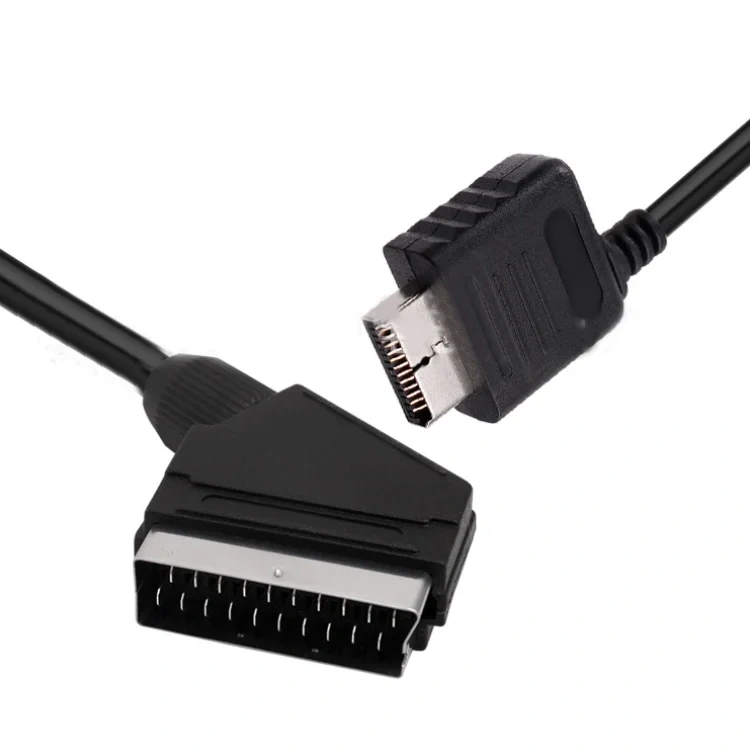 Game Accessories 1.8m Black High-quality Scrart Cable Cord For PS1/PS2/PS3 Console Shared Displayport Scart Cable Lead