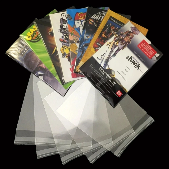 Customized Clear Self Adhesive Seal Opp Bag Video Game Instruction Manual Sleeves for PS2/PS3/PSP/Xbox/Switch Booklet Sleeves