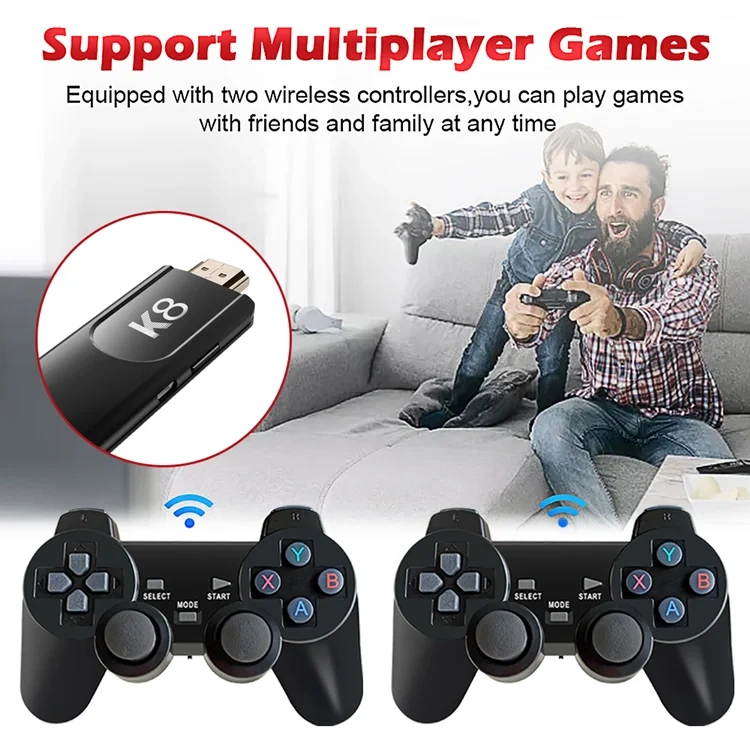 Hot Sale Classic 64GB 40000 Games 4K HD TV Retro Video Game Consoles With 2 Gamepad