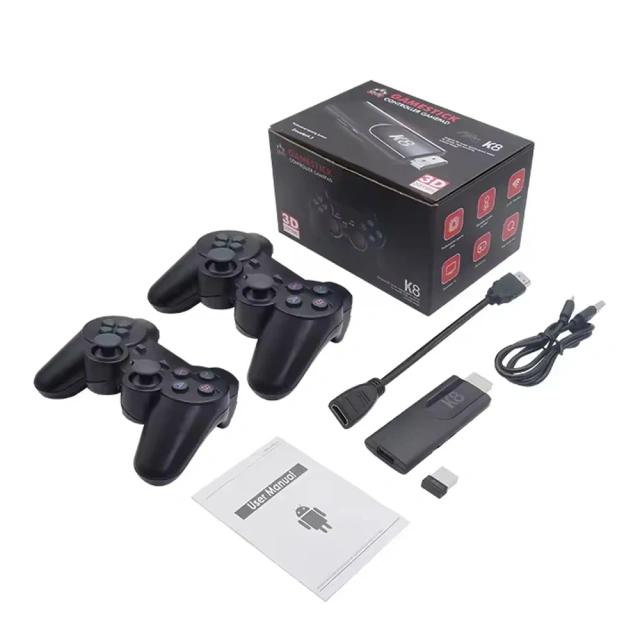 Factory K8 64GB Home Video Game Console Two-Player Battle Wireless 2.4G Gamepad Gaming Stick