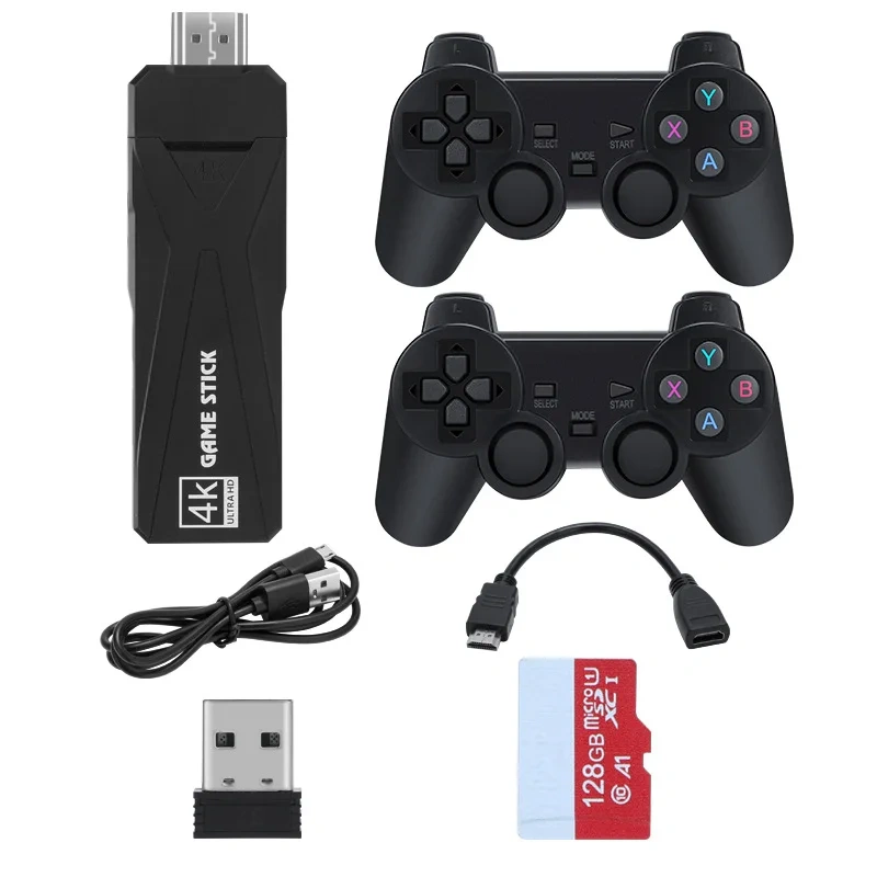 Wholesale Gaming Stick Wireless Controller 64G 128G Built-In 40000 Games Family 4K Tv Retro Video Console For Ps1