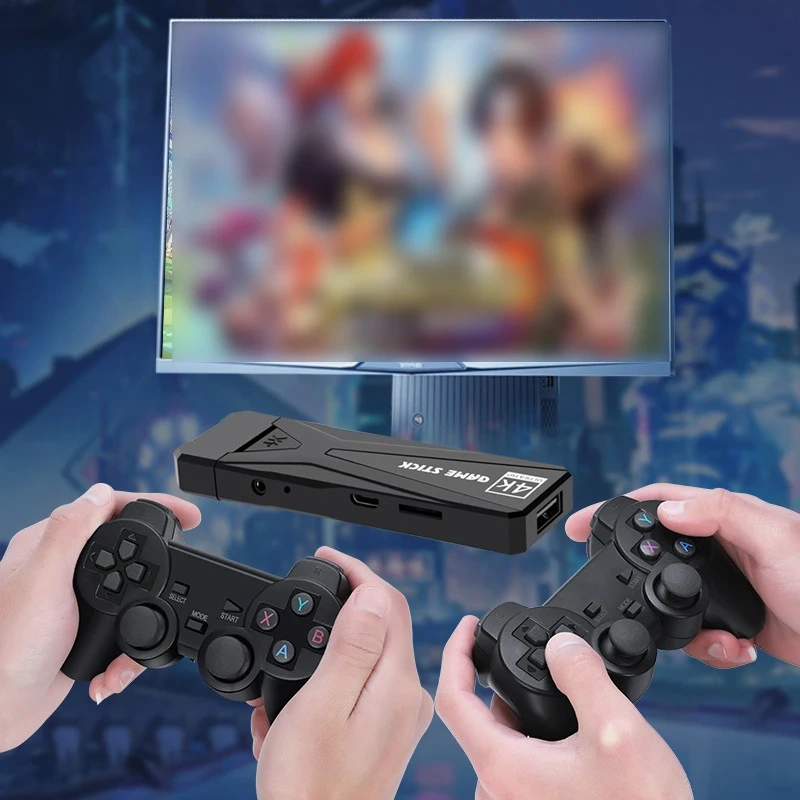 Wholesale Gaming Stick Wireless Controller 64G 128G Built-In 40000 Games Family 4K Tv Retro Video Console For Ps1