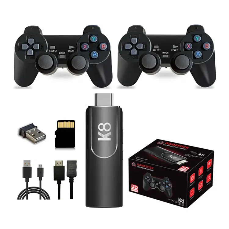 Factory K8 64GB Home Video Game Console Two-Player Battle Wireless 2.4G Gamepad Gaming Stick