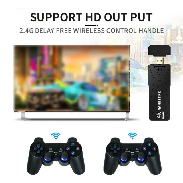 New Arrival GT65 Wireless Controller 2 Players 4K HD Output Family Gaming Box Build-In Classic Retro Game Consoles