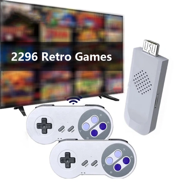 Video Game Console Dual Gamepad for PS1/SNES Retro HD TV Console 64GB 1000 Games Video 4K Game Stick