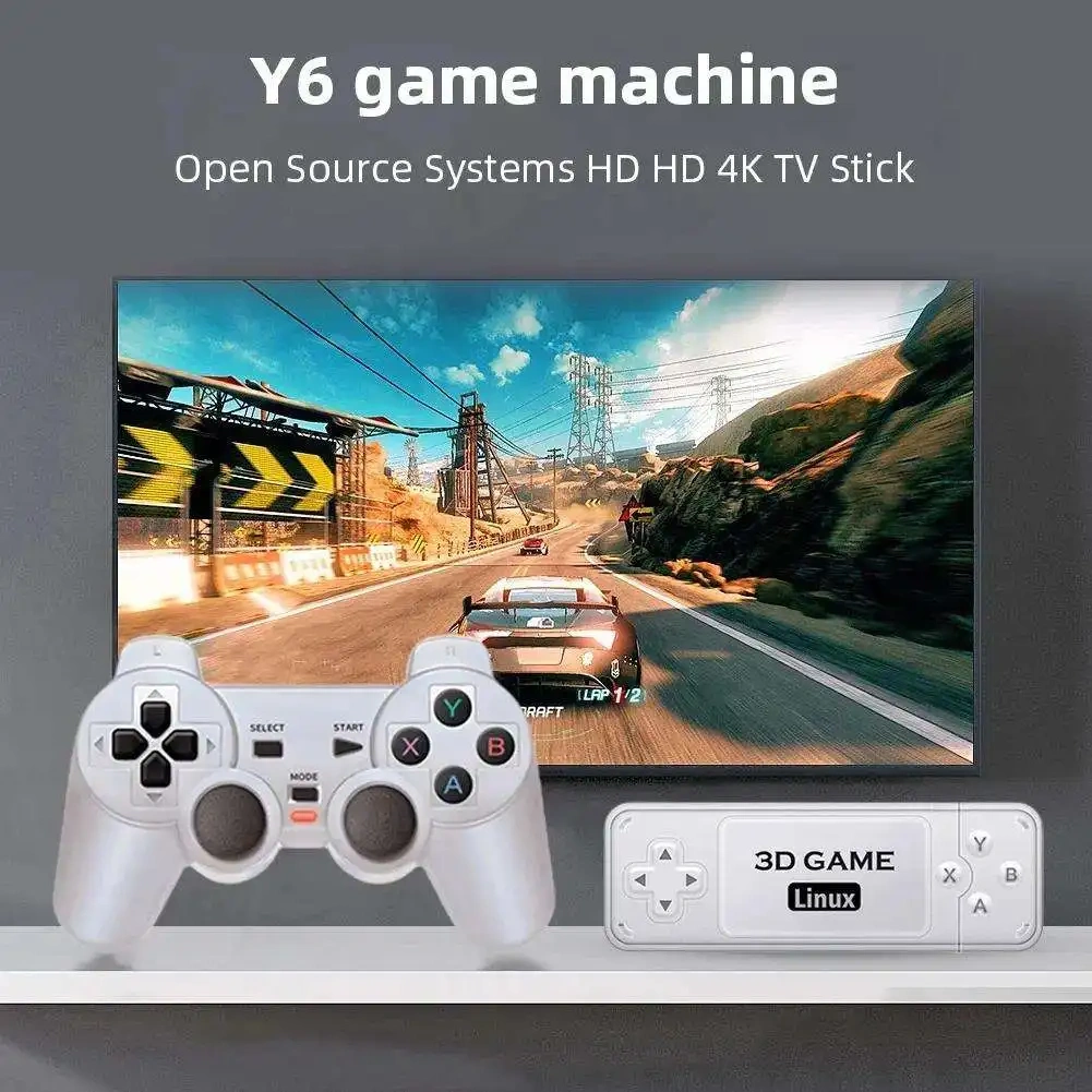 High Quality Portable 4K 60fps Output Dual Handle Retro Gaming Console 4K HD TV Game Stick