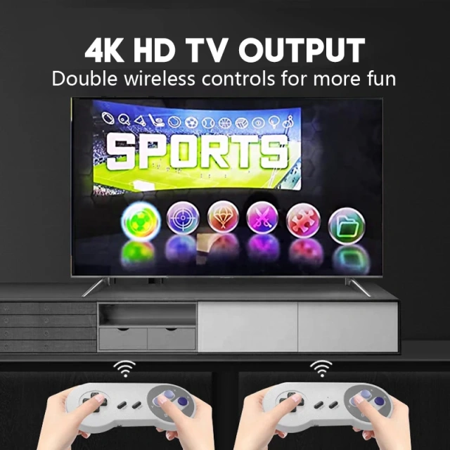 Video Game Console Dual Gamepad for PS1/SNES Retro HD TV Console 64GB 1000 Games Video 4K Game Stick